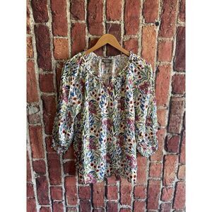 Style & Co Womens Multicolor Floral Pattern Long Sleeve Blouse Size 1X NWT